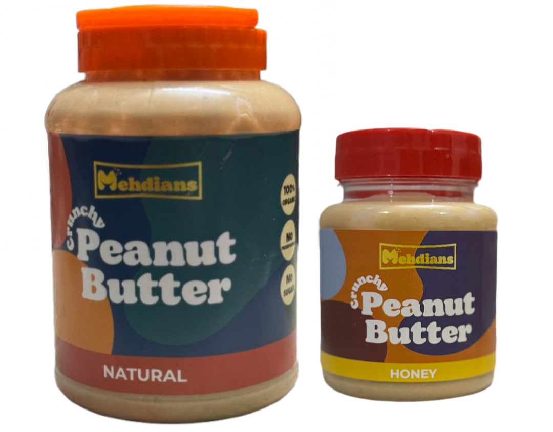Mehdians Value Pack – Buy Peanut Butter Natural 1kg + Honey Peanut butter 200g Free