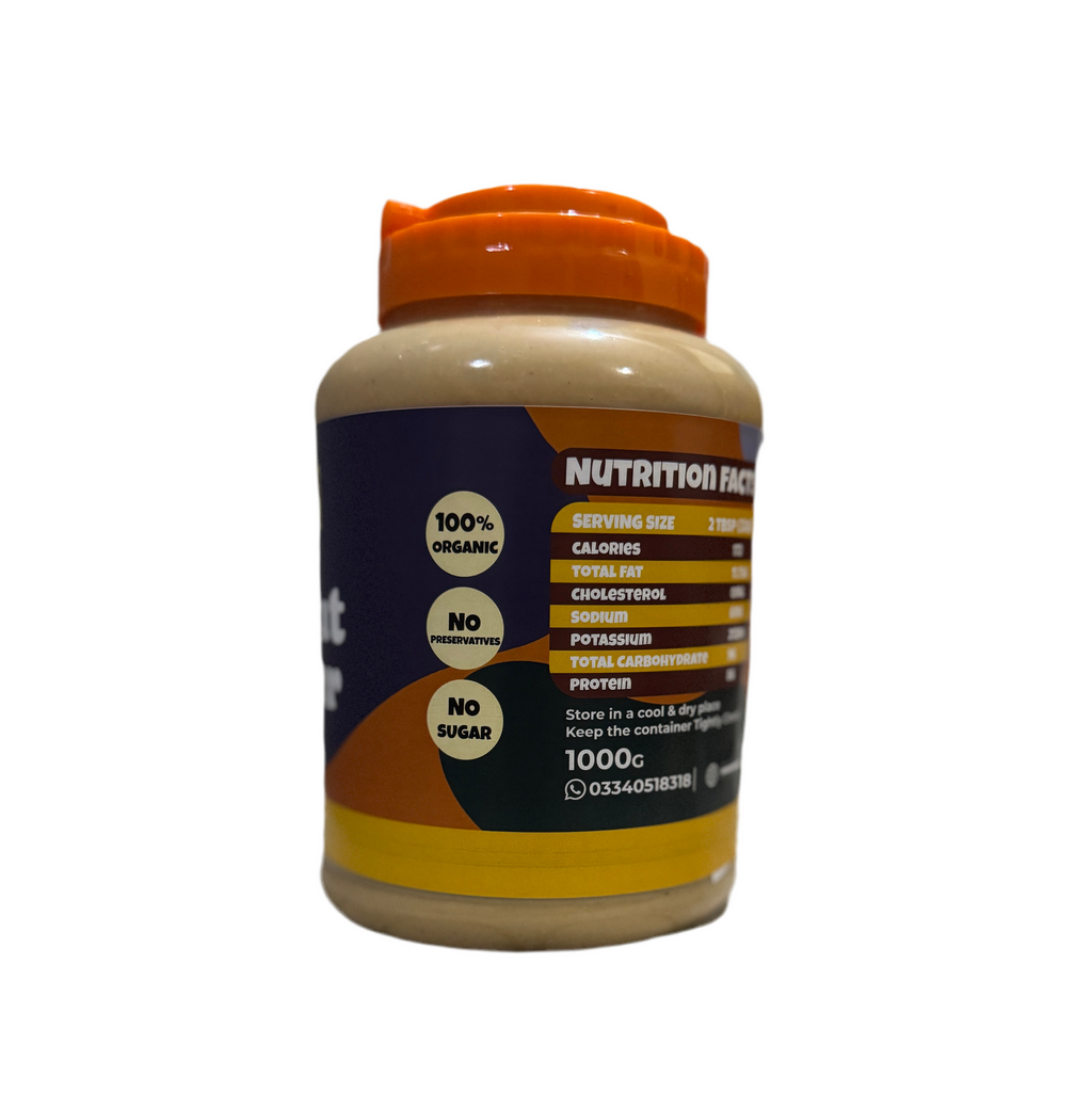 “Key feature label of Mehdians Honey Peanut Butter – calories, protein, fats and ingredients for health-conscious customers”