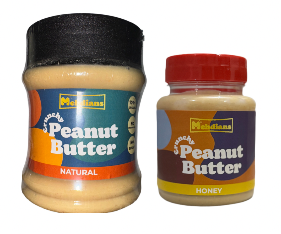 Mehdians Combo – Natural Peanut Butter 400g + Honey Peanut Butter 200g