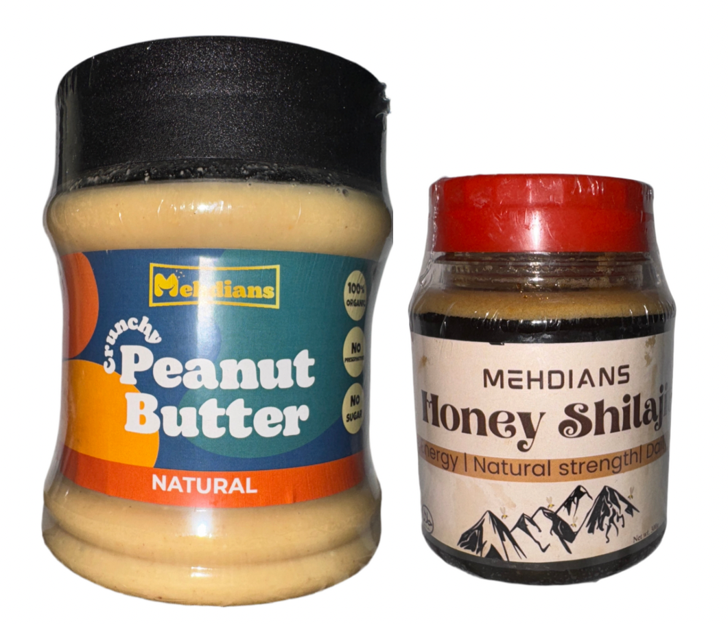 Mehdians Power Pack – Natural Peanut Butter 400g + Honey Shilajit 300g